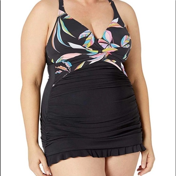 NWT  Profile by Gottex  Halter Cross Back Underwire One Piece Swimdress - Picture 1 of 4